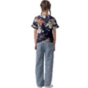 Japanese Wave Koi Illustration Pattern Kids  Cuff Sleeve Scrunch Bottom T-Shirt View2
