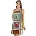 Christmas Stamp Pattern Round Neck Sleeve Casual Dress With Pockets View3