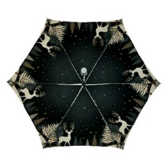 Christmas Winter Xmas Scene Nature Forest Tree Moon Automatic Folding Umbrella With Case (small)
