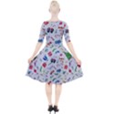 New Year Christmas Winter Pattern Quarter Sleeve A-Line Dress With Pockets View2