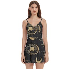 Star Colorful Christmas Abstract Body Wrap Sleeveless V-neck Mini Dress