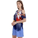 Deer Santa Claus Flying Trees Moon Night Merry Christmas Women s Cold Shoulder Round Neck Mini Dress View2