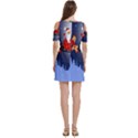 Deer Santa Claus Flying Trees Moon Night Merry Christmas Women s Cold Shoulder Round Neck Mini Dress View4