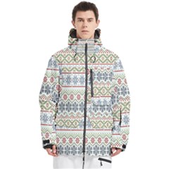 Christmas Star Flower Red Blue Men s Multi Pockets Zip Ski And Snowboard Waterproof Breathable Jacket