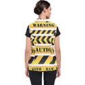 Caution Road Sign Warning Cross Danger Yellow Chevron Line Black Women s Puffer Vest View2