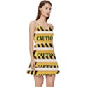 Caution Road Sign Warning Cross Danger Yellow Chevron Line Black Short Frill Dress View3