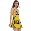 Caution Road Sign Help Cross Yellow Body Wrap Sleeveless V-Neck Mini Dress View3