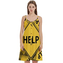 Caution Road Sign Help Cross Yellow Women s Spaghetti Strap Pullover Cami Dress