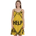 Caution Road Sign Help Cross Yellow Women s Spaghetti Strap Pullover Cami Dress View1