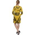 Caution Road Sign Help Cross Yellow Long Sleeve Hoodie Dress View2