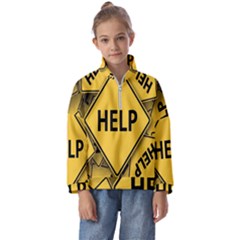 Caution Road Sign Help Cross Yellow Kids  Half Zip Hoodie