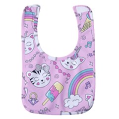 Beautiful Cute Animals Pattern Pink Baby Bib