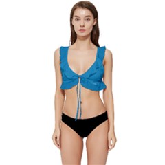 Blue Lego Texture Macro, Blue Dots Background, Lego Low Cut Ruffle Edge Bikini Top
