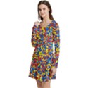 Colorful Lego Texture Lego Bricks Long Sleeve Velour Skater Dress View2