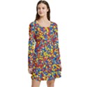 Colorful Lego Texture Lego Bricks Long Sleeve Velour Skater Dress View3