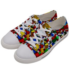 Falling Lego Bricks, Desenho Women s Low Top Canvas Sneakers