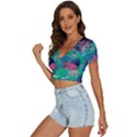 Planet Psychedelic Art Psicodelia V-Neck Crop Top View2