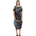 Abstract Colorful Texture Cold Shoulder Loose Fit Dress With Pockets View1