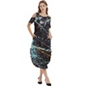 Abstract Colorful Texture Cold Shoulder Loose Fit Dress With Pockets View3