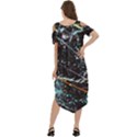 Abstract Colorful Texture Cold Shoulder Loose Fit Dress With Pockets View4