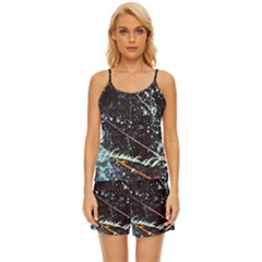 Abstract Colorful Texture Satin Pajama Short Set