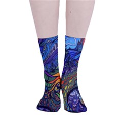 Psychedelic Digital Art Artwork Landscape Colorful Smooth Crew Length Tube Socks