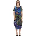 Psychedelic Digital Art Artwork Landscape Colorful Cold Shoulder Loose Fit Dress With Pockets View1