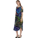 Psychedelic Digital Art Artwork Landscape Colorful Cold Shoulder Loose Fit Dress With Pockets View2
