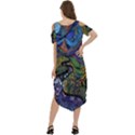 Psychedelic Digital Art Artwork Landscape Colorful Cold Shoulder Loose Fit Dress With Pockets View4