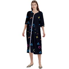 Kids , Kids , Background, Doodle Women s Cotton 3/4 Sleeve Nightgown