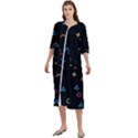 Kids , Kids , Background, Doodle Women s Cotton 3/4 Sleeve Nightgown View1