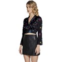 Kids , Kids , Background, Doodle Long Sleeve Tie Back Satin Wrap Top View2