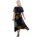 Gold Teal Snowflakes Gold Abstract Christmas Cross Front Sharkbite Hem Maxi Dress View2