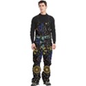 Gold Teal Snowflakes Gold Abstract Christmas Men s Front Zip Ski And Snowboard Bib Pants View3