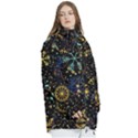 Gold Teal Snowflakes Gold Abstract Christmas Women s Multi Pockets Zip Ski and Snowboard Waterproof Breathable Jacket View3