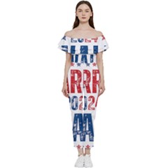 Kamala Harris 2024 Walz Bardot Ruffle Jumpsuit
