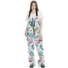 Leaf Seamless Pattern  Women s Front Zip Ski And Snowboard Bib Pants