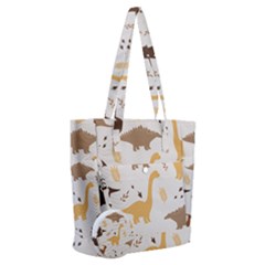 Seamless Dino Pattern Everyday Shoulder Bag With Pouch Bag