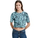 Blue Digits Background, Artwork, Numbers Women s Round Neck Short Sleeve Crop Top View1