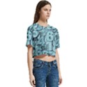 Blue Digits Background, Artwork, Numbers Women s Round Neck Short Sleeve Crop Top View3
