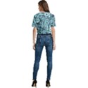 Blue Digits Background, Artwork, Numbers Women s Round Neck Short Sleeve Crop Top View4