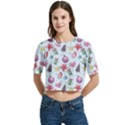 Christmas Decorations Pattern, Xmas Backgrounds Women s Round Neck Short Sleeve Crop Top View1