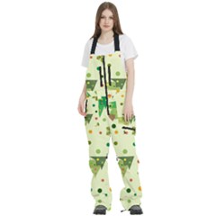 Christmas Pattern Background Seamless Women s Front Zip Ski And Snowboard Bib Pants
