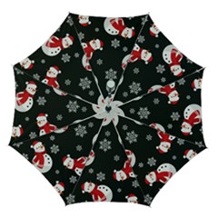 Christmas Texture, Retro Background With Snowmen Automatic Folding Umbrella With Case (medium)