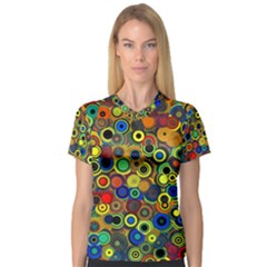 Circles, Colorful V-neck Sport Mesh T-shirt