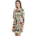 Love Abstract Background Love Textures Long Sleeve Velour Skater Dress View2