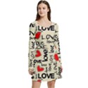 Love Abstract Background Love Textures Long Sleeve Velour Skater Dress View3