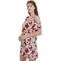 Santa Claus Patterns, Christmas Decorations Women s Cold Shoulder Round Neck Mini Dress View2