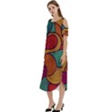 Swirly, Abstract, Multi Colored, Pattern, Cold Shoulder Loose Fit Dress With Pockets View2