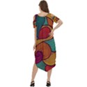 Swirly, Abstract, Multi Colored, Pattern, Cold Shoulder Loose Fit Dress With Pockets View4